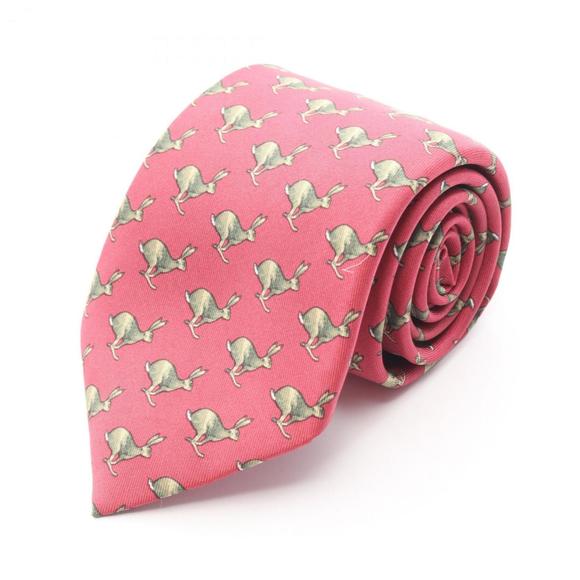 Hermes HERMES tie silk men's clothing red and green
